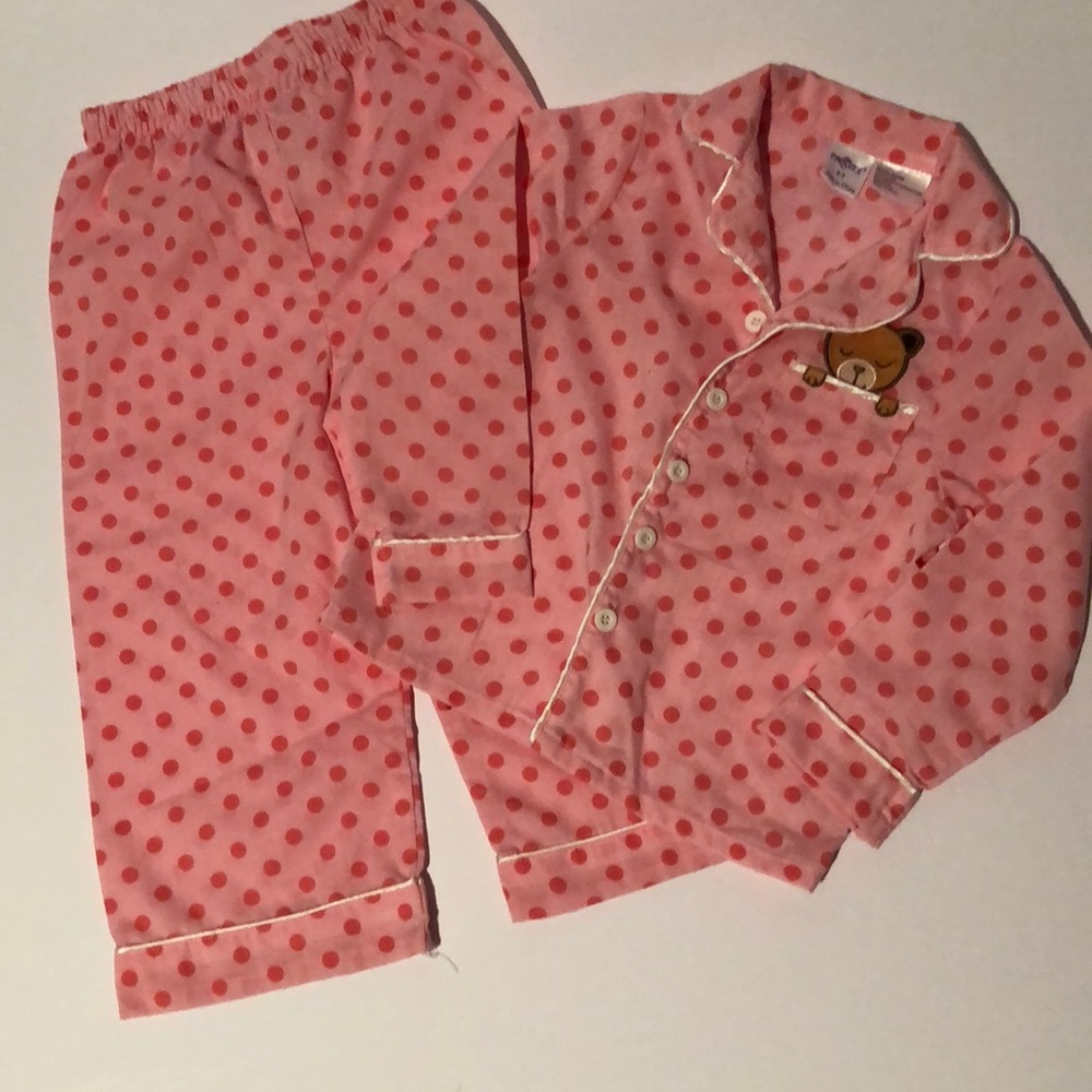 Cre8ions little girls pink polka dot pajama set